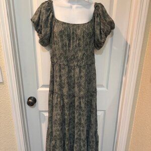 NWOT Floral Sage Cottagecore Peasant Dress